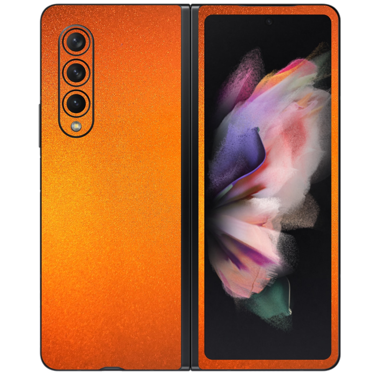 Folie Protectie Carbon Skinz pentru Samsung Galaxy Z Fold3 5G - Tangerine Dream Simple Cut, Skin Adeziv Full Body Cover pentru Rama Ecran, Carcasa Spate