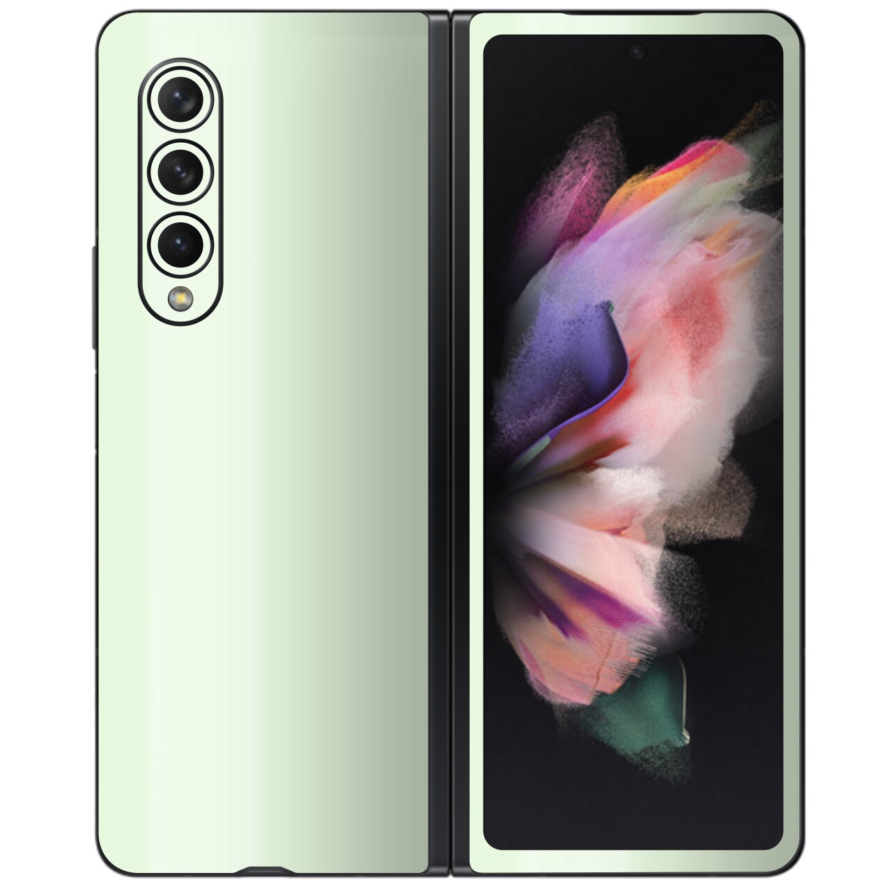 Folie Protectie Glow Skinz pentru Samsung Galaxy Z Fold3 5G - Verde Fosforescent Simple Cut, Skin Adeziv Full Body Cover pentru Rama Ecran, Carcasa Spate