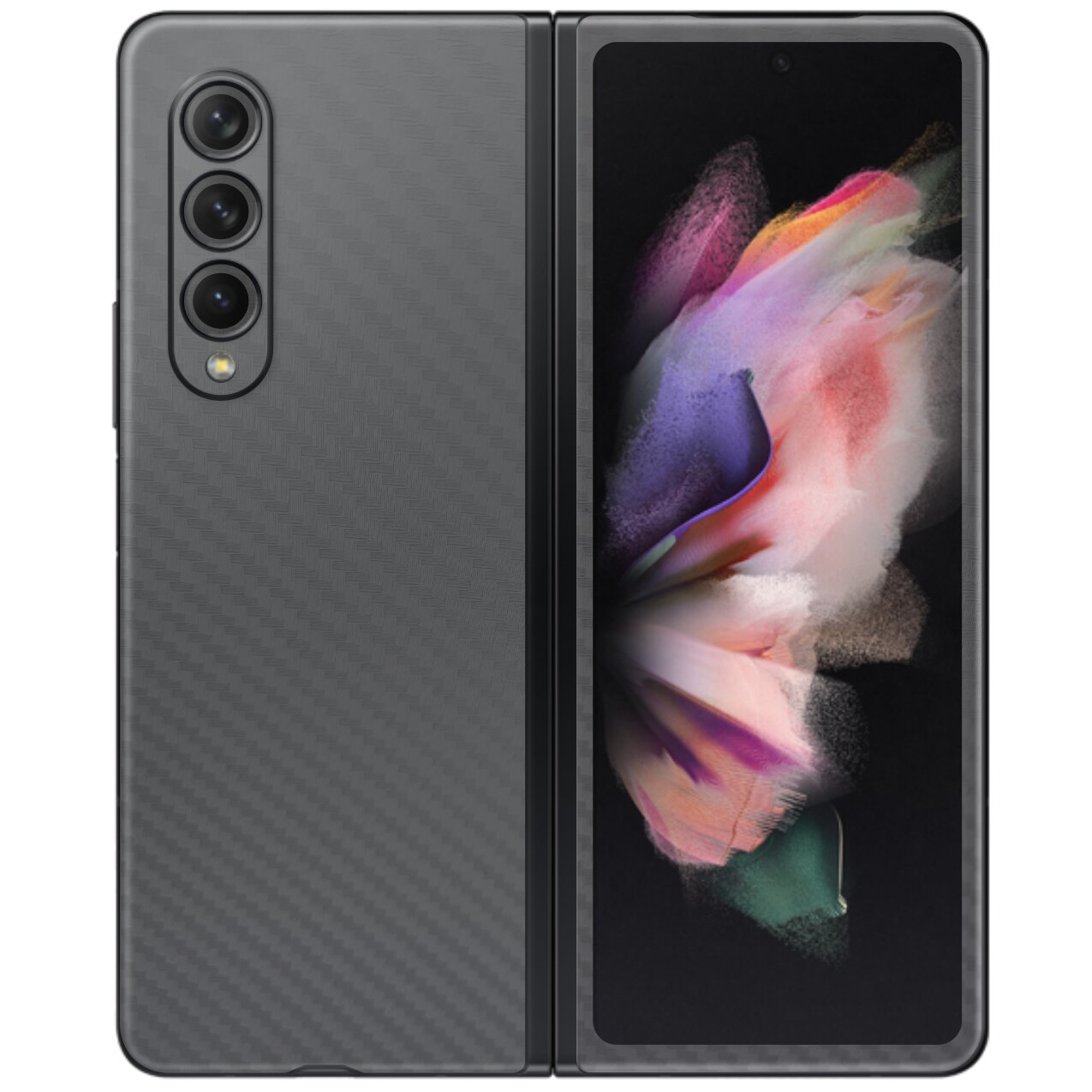 Folie Protectie Carbon Skinz pentru Samsung Galaxy Z Fold3 5G - Carbon Transparent Simple Cut, Skin Adeziv Full Body Cover pentru Rama Ecran, Carcasa Spate
