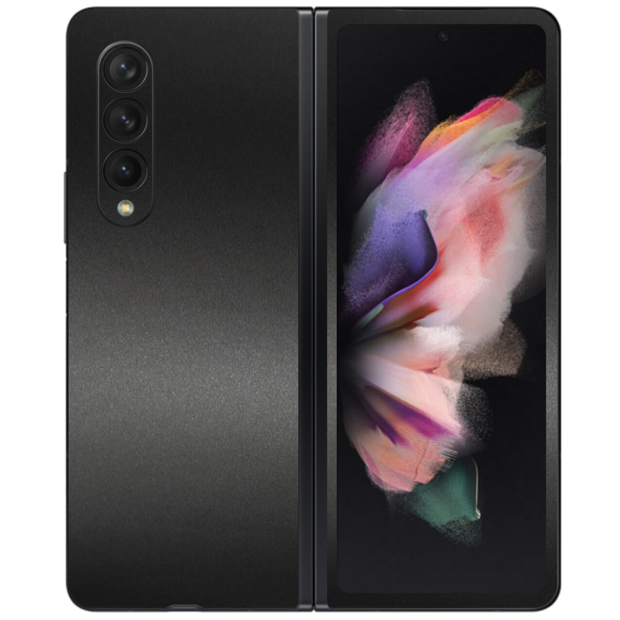 Folie Protectie Carbon Skinz pentru Samsung Galaxy Z Fold3 5G - Negru Mat Simple Cut, Skin Adeziv Full Body Cover pentru Rama Ecran, Carcasa Spate