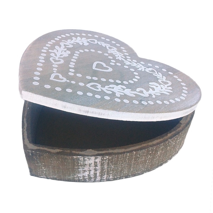 OEM fa doboz, szív modell, 22 cm