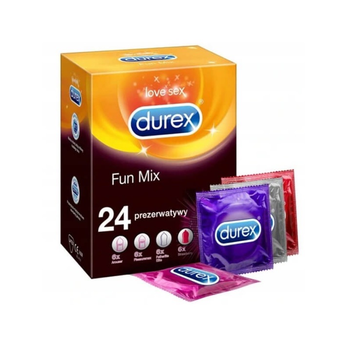 Durex Fun Mix óvszerek 24, 24 db