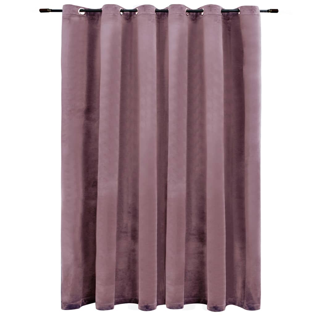 Draperie opaca roz antichizat 290x245 cm catifea inele metalice