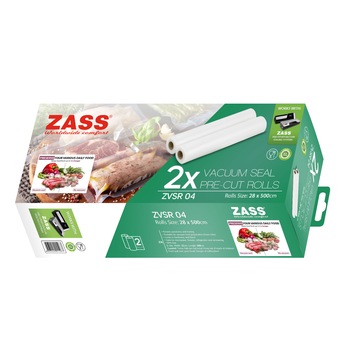 Role de vidat gofrate Zass ZVSR 04, 2buc dimensiune 28x500 cm, fara BPA, rezistente la intepaturi si rupere, ideale pentru depozitare sau preparare Sous Vide Role de vidat gofrate Zass ZVSR 04, 2buc dimensiune 28x500 cm, fara BPA, rezistente la intepaturi si rupere, ideale pentru depozitare sau preparare Sous Vide
