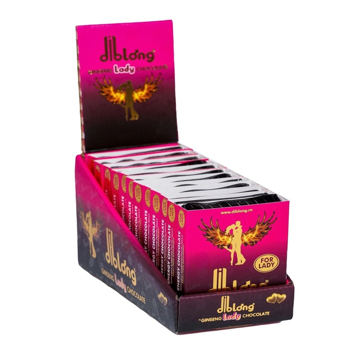 Diblong Energy Chocolate for Lady - supliment alimentar pentru femei pe baza de ciocolata, cu plante care sustin sanatatea sexuala si recapatarea energiei, 12 x 24g