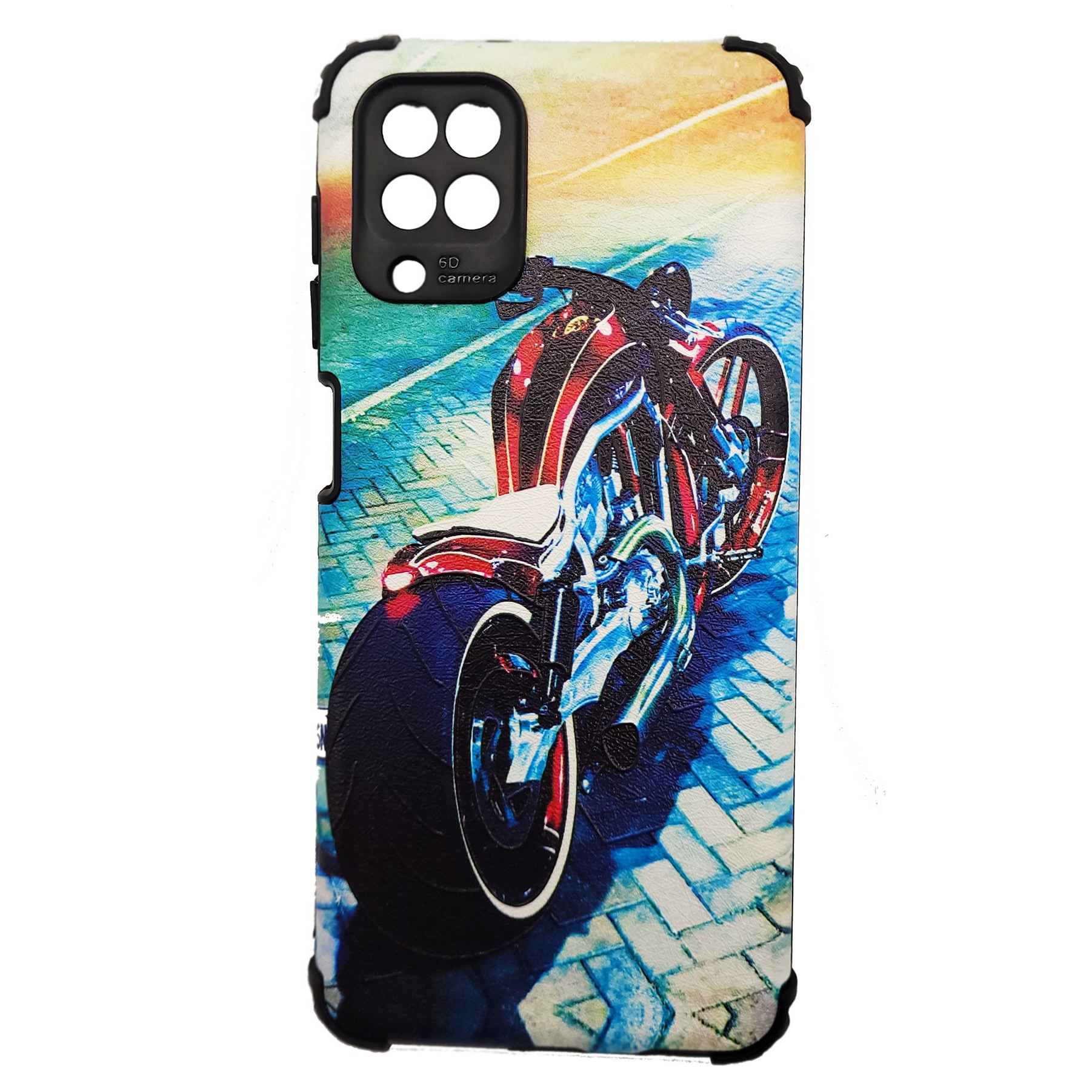 Husa protectie camera compatibila cu Samsung Galaxy A12 ultra slim din silicon cu Desen Motocicleta