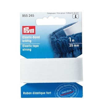 Elastic strong 25 mm latime, 1 m lungime, alb, Prym Elastic strong 25 mm latime, 1 m lungime, alb, Prym