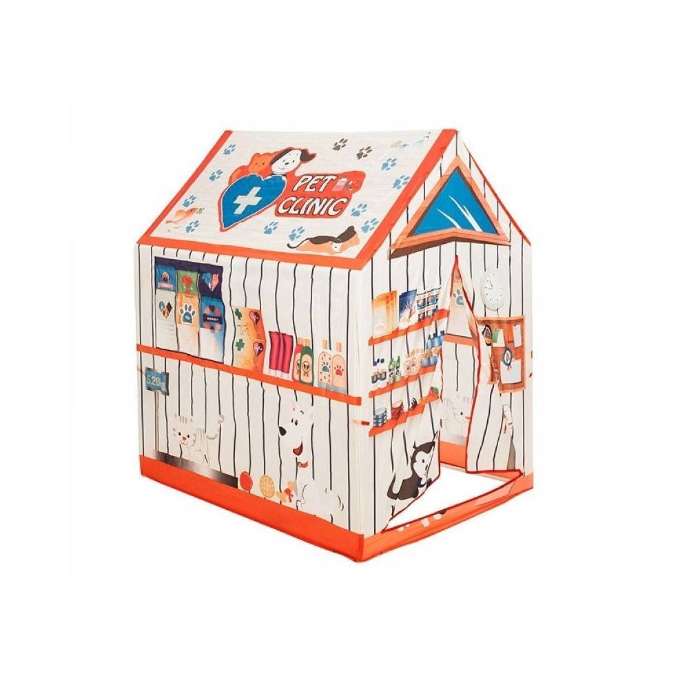 Cort de Joaca Pentru Copii, Model Clinica Veterinara, Bigshot BS8165W, 2 intrari, 102 x 95 x 72cm, Alb
