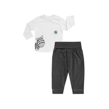 Compleu, bluza cu maneca lunga si pantaloni lungi, bumbac 100%, baieti, Alb/Gri, Alb/Gri Compleu, bluza cu maneca lunga si pantaloni lungi, bumbac 100%, baieti, Alb/Gri, Alb/Gri