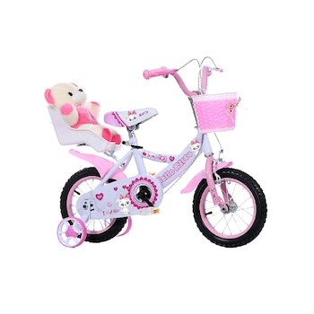 Bicicleta 14 Inch Hello Kitty , pentru fetite 3-6 ani,roti ajutatoare din plastic,cosulet ,portbagaj Bicicleta 14 Inch Hello Kitty , pentru fetite 3-6 ani,roti ajutatoare din plastic,cosulet ,portbagaj