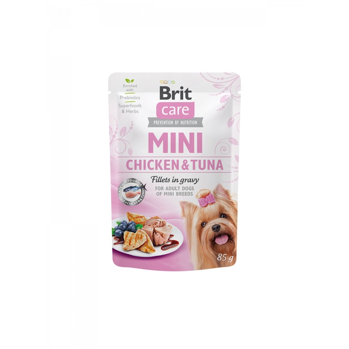 Hrana Umeda Brit Care Mini Dog Fileuri de Pui si Ton in Sos 85 gr