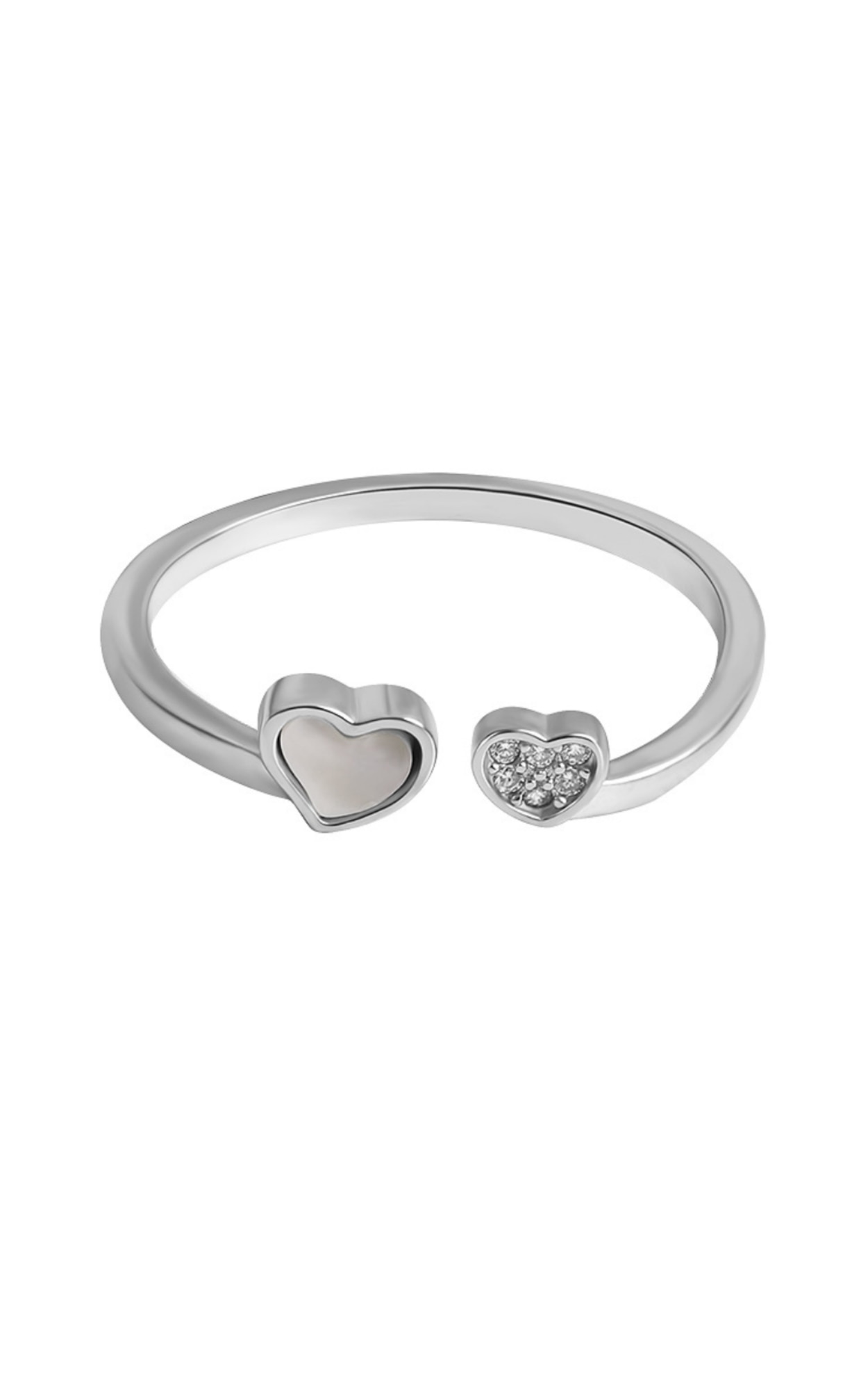 Inel de logodna din argint 925 Double Heart cu pietre de zirconiu, masura ajustabila, cadou, aniversare, sarbatori, martisor