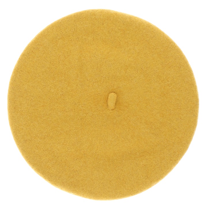 Bereta de dama, 90% lana 10% acrylic, Galben mustar cu snur reglabil - BSC323