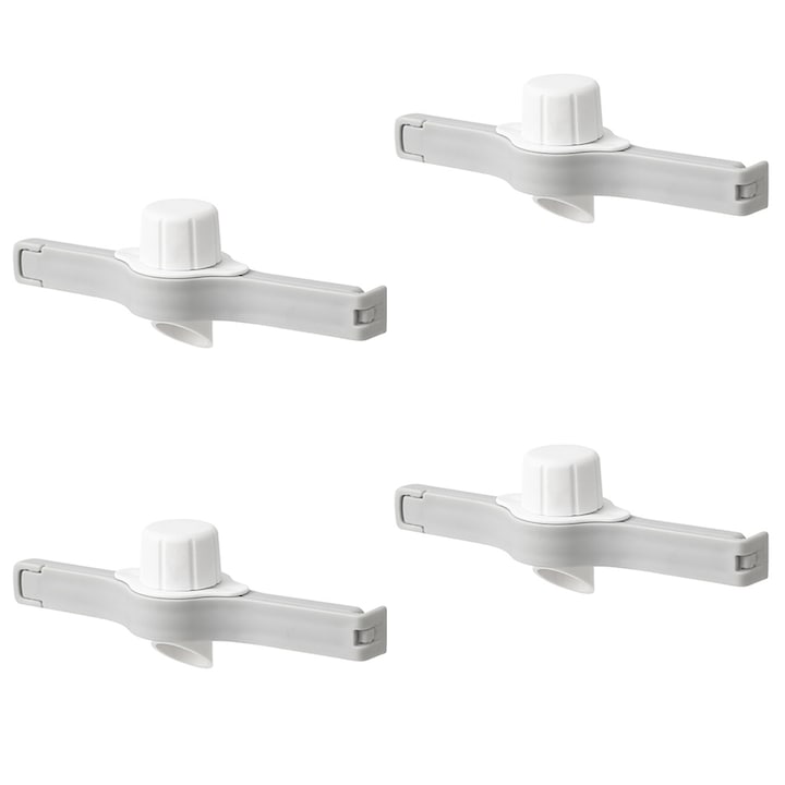 Set 4 clema etansare pungi cu capac ermetic, GOGOU, mentine mancarea fresh, alb