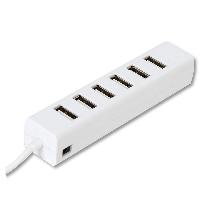BIBILEL TCL-BBL3337 Hub, 7 portos, USB 2.0, PC-hez vagy laptophoz, perifériák csatlakoztatásához, Fehér