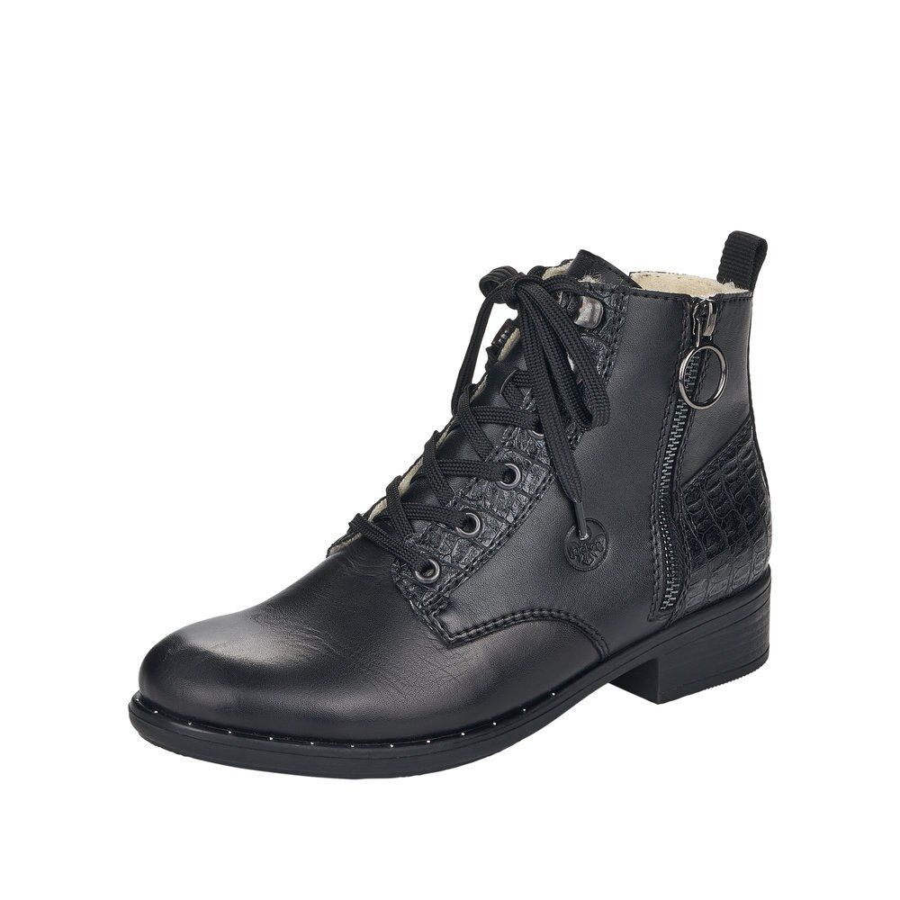 Ghete dama casual, piele naturala, 77814-01 14385, Negru