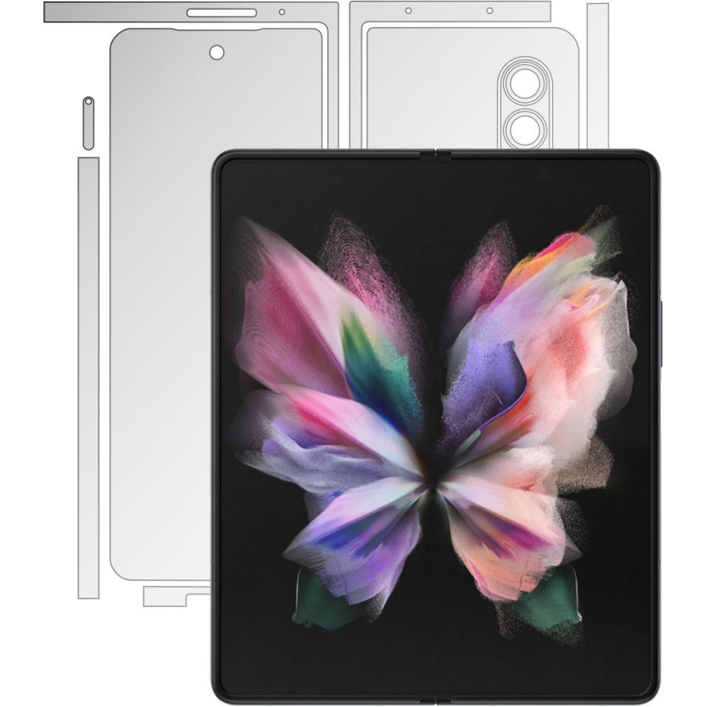 Folie Protectie Spate Invisible Skinz UHD AutoRegeneranta pentru Samsung Galaxy Z Fold3 5G - Siliconica Ultra-Clear cu taiere Split Cut pentru Carcasa Spate si Laterale, Skin Adeziv Transparent