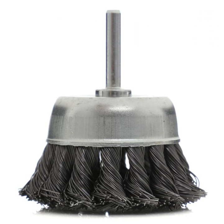 Perie frontala cu stift, Kraft&Dele, 75mm, M6, sarma otelita