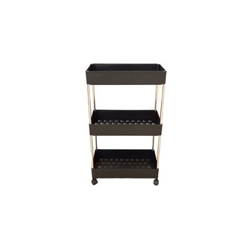 Organizator universal cu 3 rafturi, roti 360 grade, negru, design labute de pisica, 60 cm x 40 cm x 22 cm Organizator universal cu 3 rafturi, roti 360 grade, negru, design labute de pisica, 60 cm x 40 cm x 22 cm