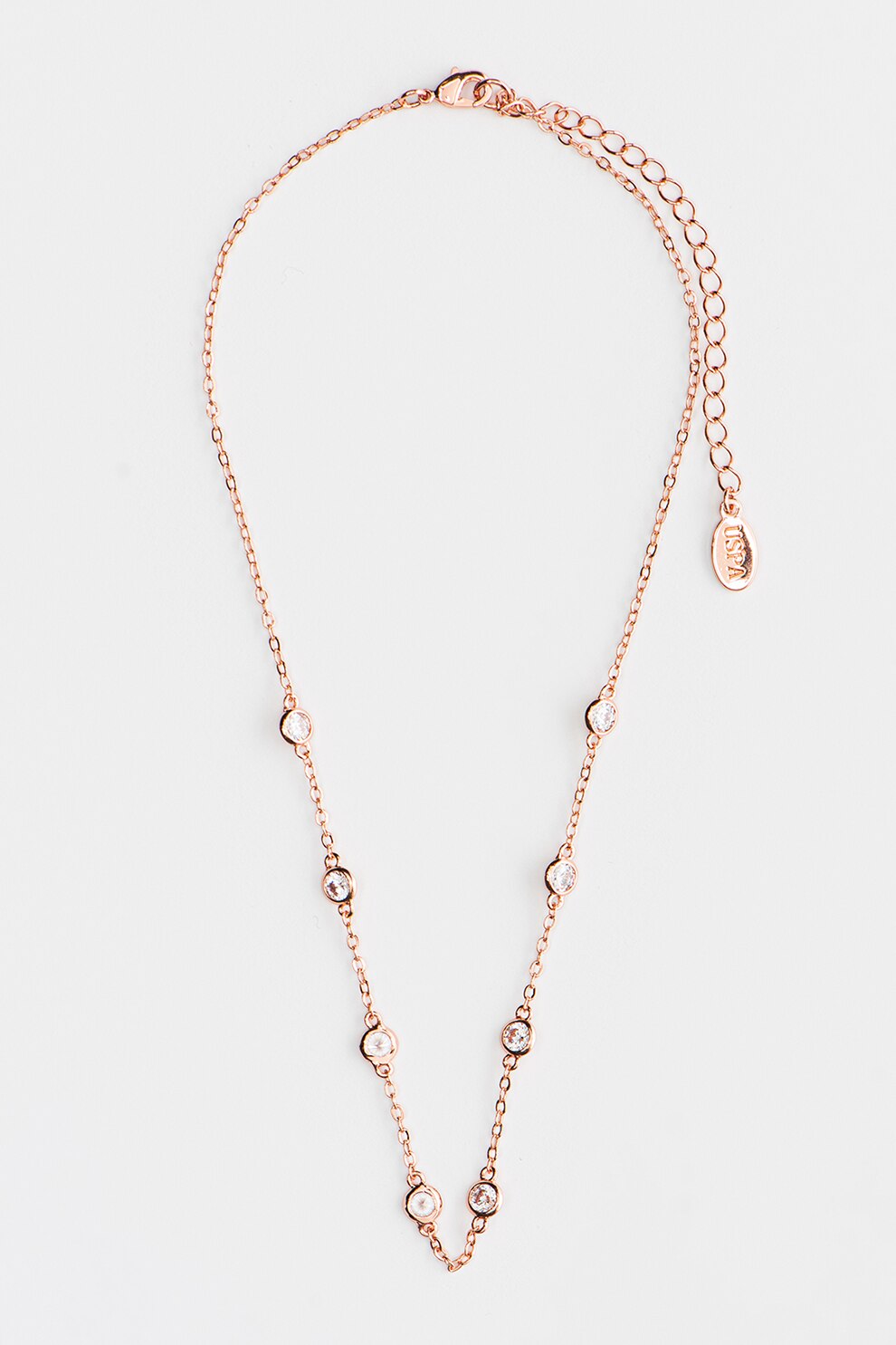 U.S. Polo Assn., Colier de otel inoxidabil decorat cu zirconia, Auriu