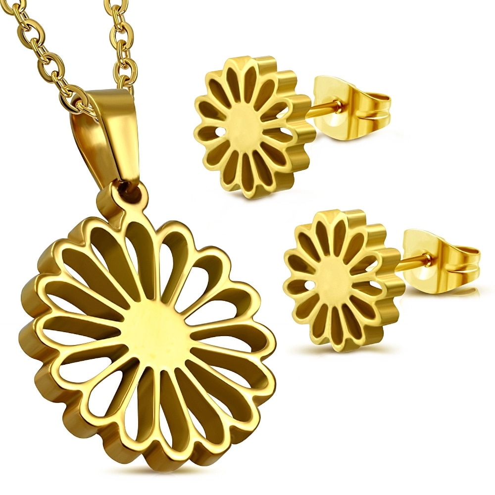 Set auriu din inox cu floricele, BeSpecial, SSL0024