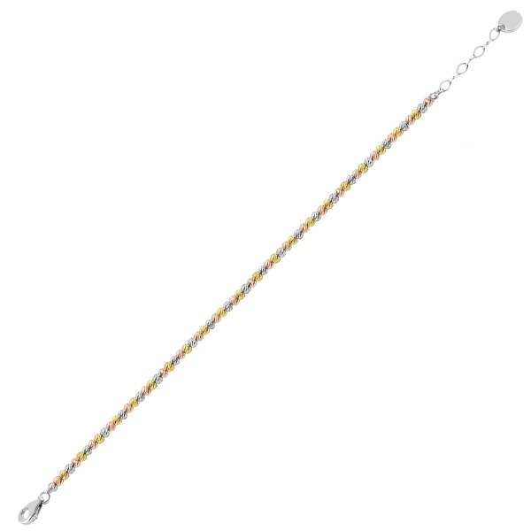 Bratara argint 925 cu margele taiate in forma de diamant, placata cu rodiu, BeSpecial, BTU0204