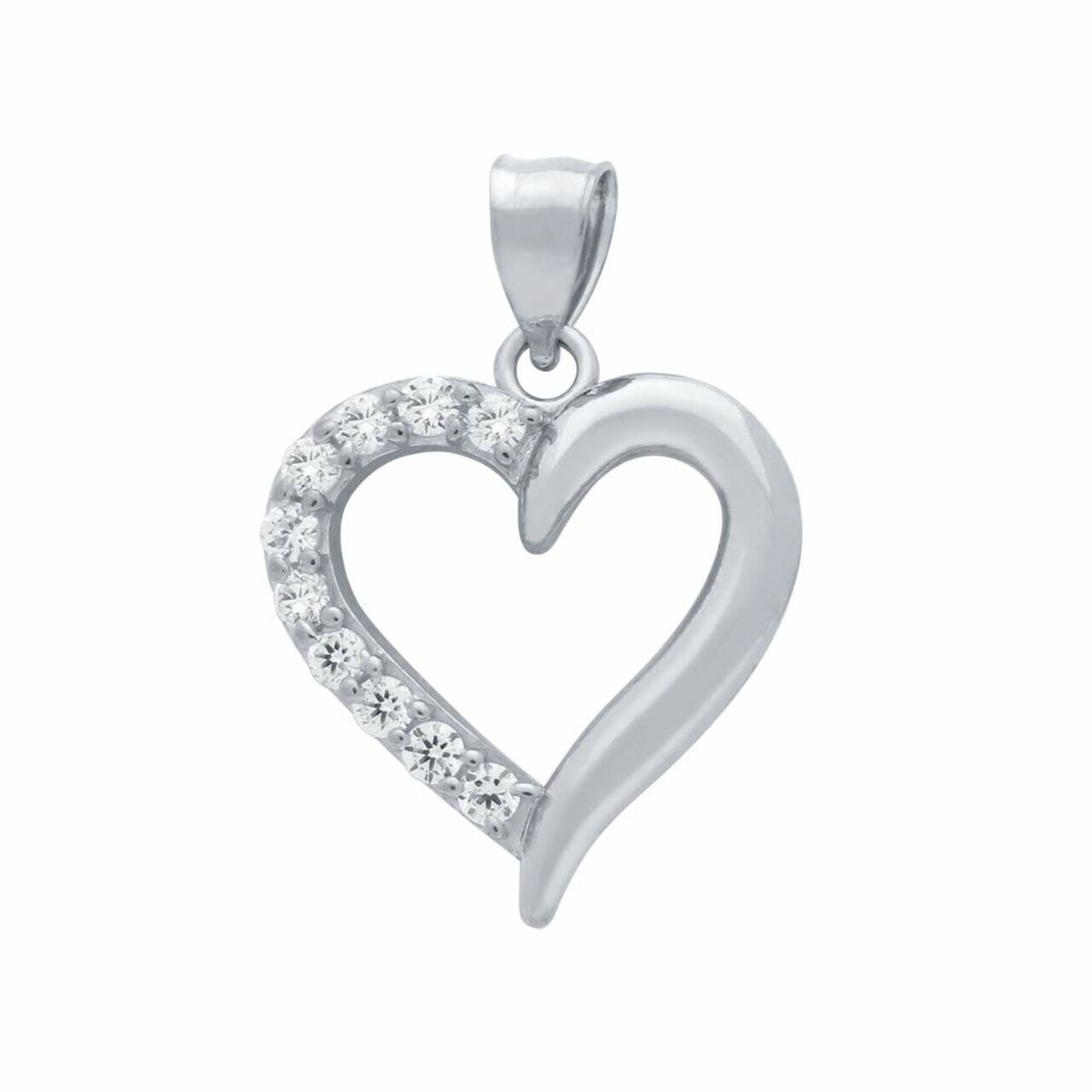 Pandantiv argint placat cu rodiu in forma de inimioara PSX0378
