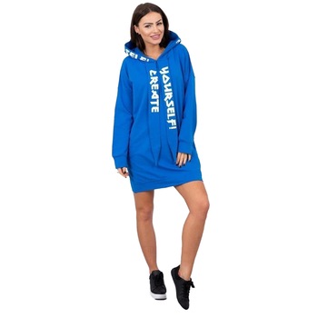 Rochie sport cu buzunare si maneci lungi, Layla, Albastru Rochie sport cu buzunare si maneci lungi, Layla, Albastru