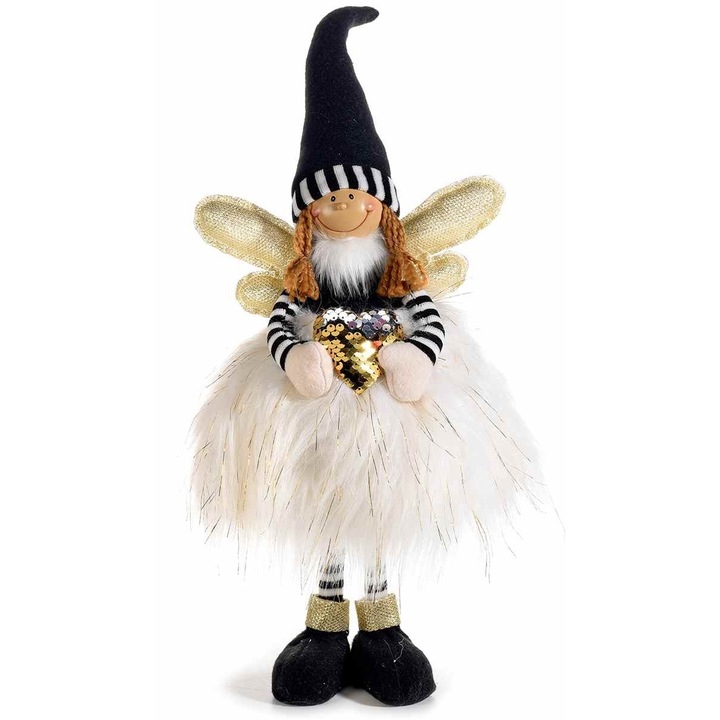 Inger Girl figura porcelánból és fehér fekete-arany anyagból 19x13x48 cm