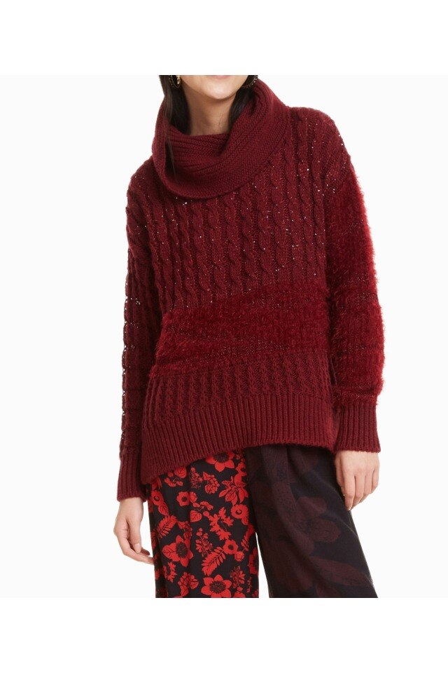 Pulover Desigual Nube, Rosu inchis, S