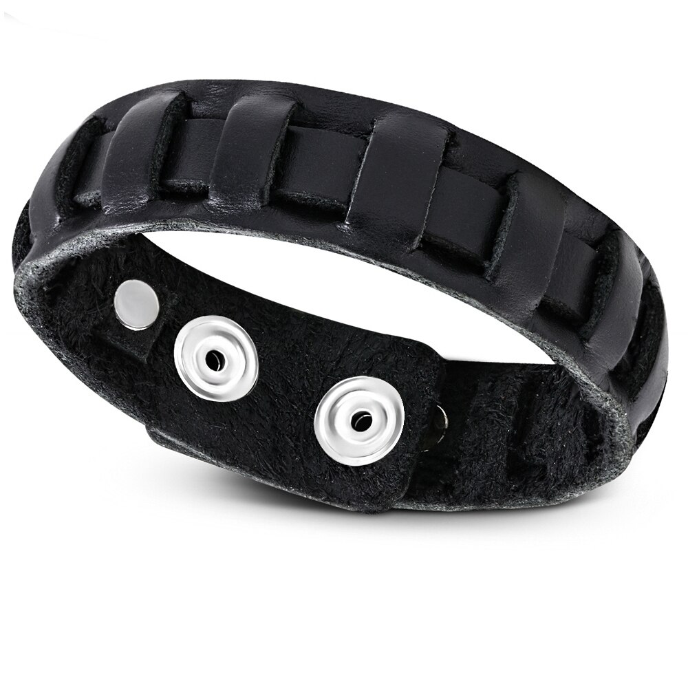 Bratara reglabila, BeSpecial, BSL3335, piele naturala, neagra, 23 cm x 2 cm