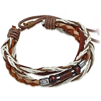 Bratara piele, BeSpecial, BSL3326, maro, cu accesorii din lemn si metalice, 18 cm x 1,5 cm Bratara piele, BeSpecial, BSL3326, maro, cu accesorii din lemn si metalice, 18 cm x 1,5 cm