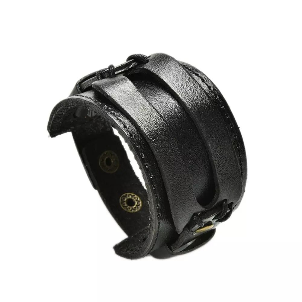 Bratara lata, BeSpecial, BSTF0015, piele naturala, neagra, 23 cm x 4,4 cm