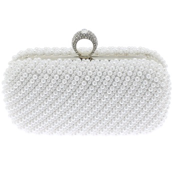 Geanta plic, clutch pentru dama, Alb cu margele, 19x11x6 cm - GND39 Geanta plic, clutch pentru dama, Alb cu margele, 19x11x6 cm - GND39