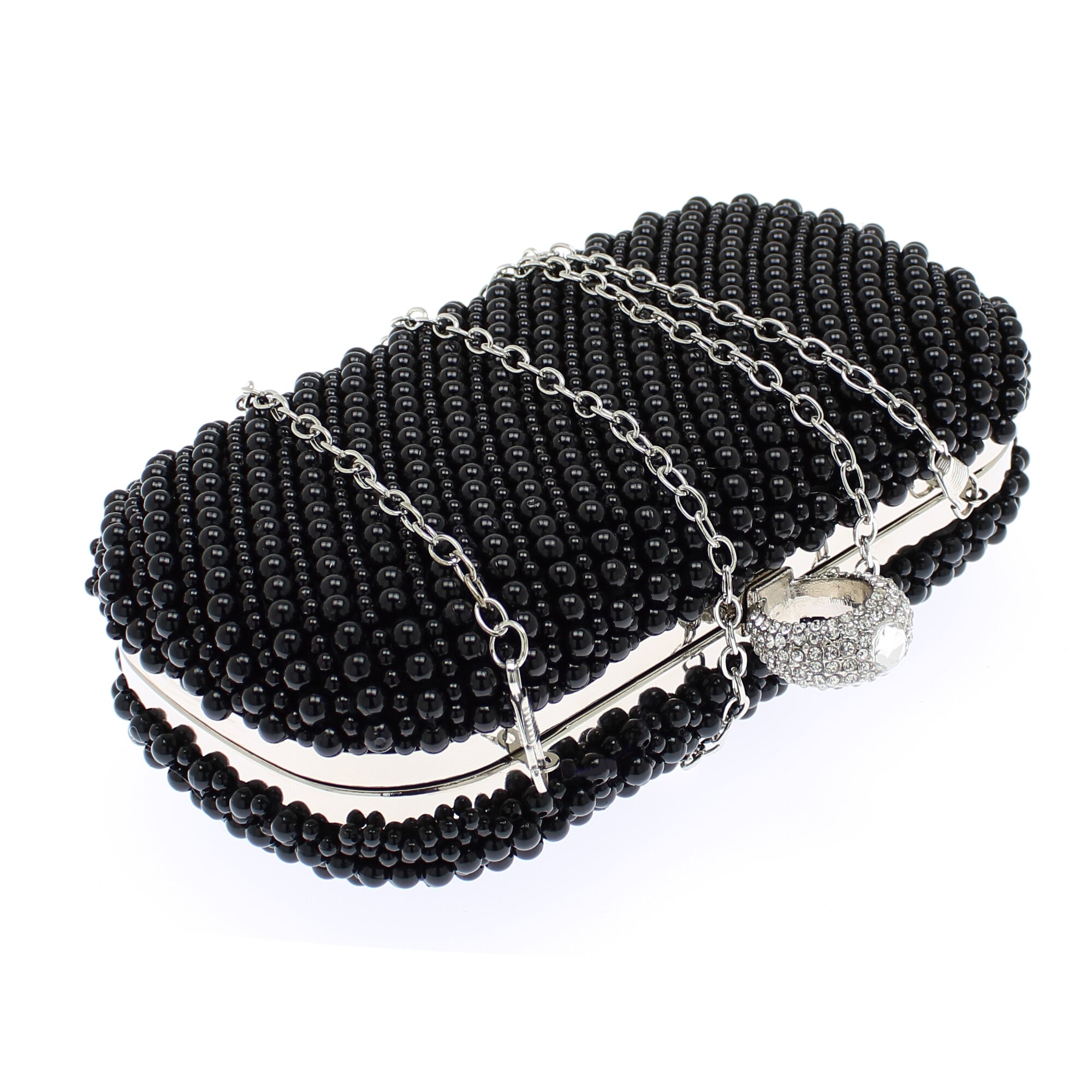 Geanta plic, clutch pentru dama, Negru cu margele, 19x11x6 cm - GND40