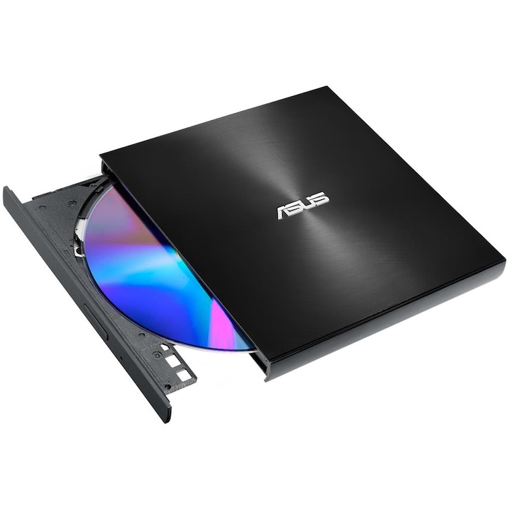 Външна DVD записвачка ASUS ZenDrive U8M, 8X, Ултра тънка 13.9 мм, Поддържа M-DISC, USB type C, Съвместимост Windows и Mac OS, Nero BackItUp, E-Green, Черен