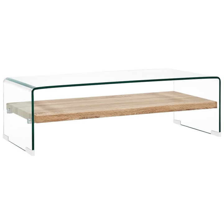 Маса за кафе vidaXL, прозрачна, 98x45x31 см, закалено стъкло