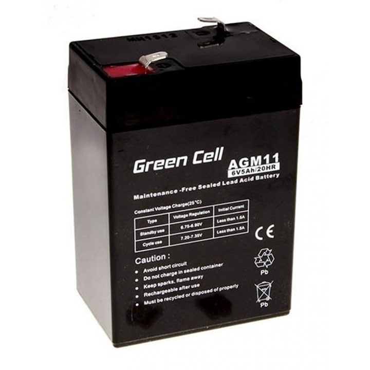 Батерия зелена клетка 6v 5ah (4.6mm) 5000mah vrla agm