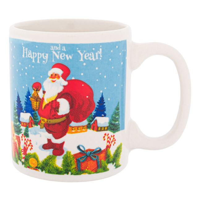 Mini Cana de craciun cu imprimeu,Mos Craciun, 120 ml