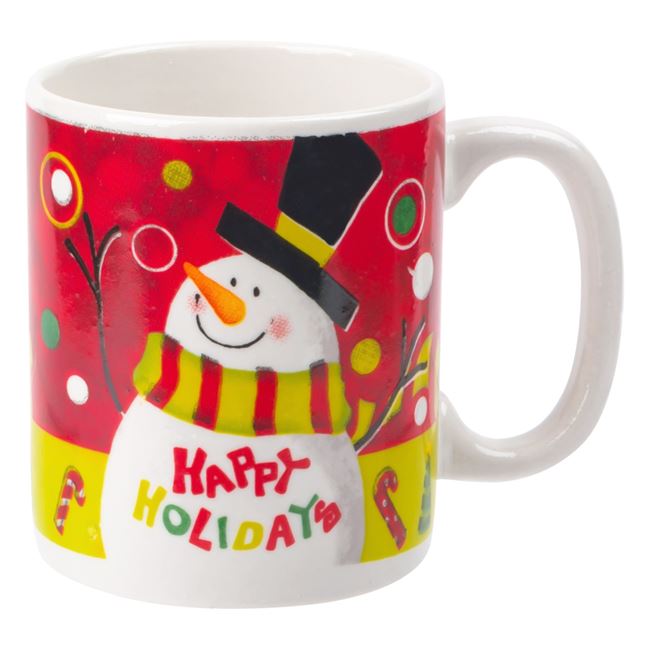 Mini Cana de craciun cu imprimeu,om de zapada, 120 ml