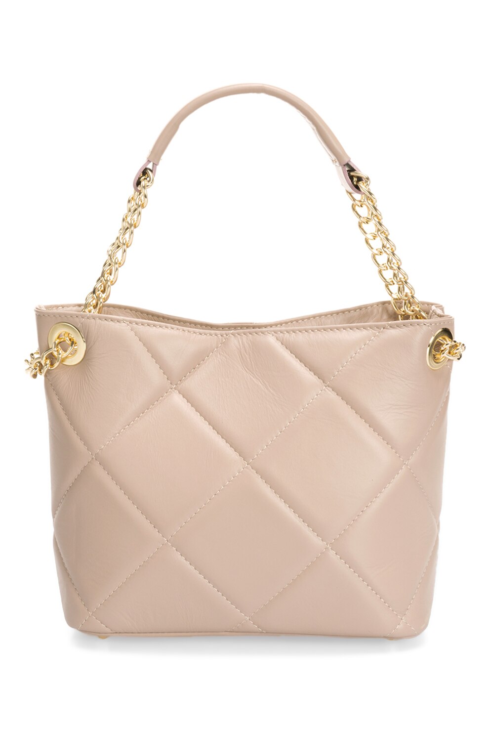 Massimo Castelli, Geanta de piele cu bareta de umar si aspect matlasat, Alb fildes