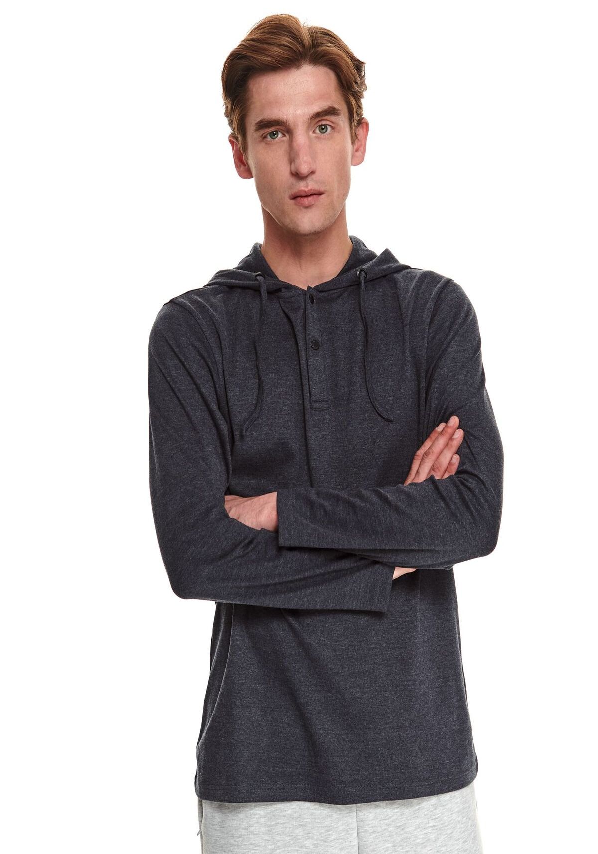 Tricou cu maneci lungi pentru barbati, TOP SECRET, SPL0463, Albastru inchis