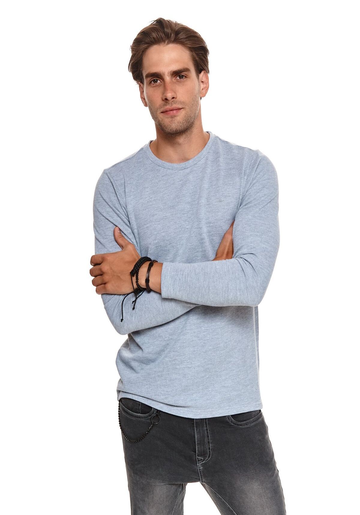 Tricou cu maneci lungi pentru barbati, TOP SECRET, SPL0478, Gri deschis