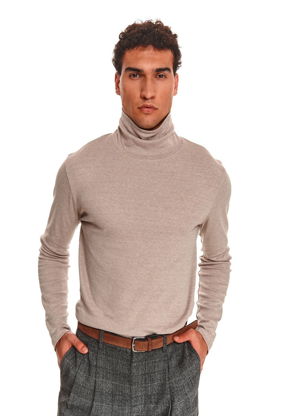 Tricou cu maneci lungi pentru barbati, TOP SECRET, SPL0474, Bej