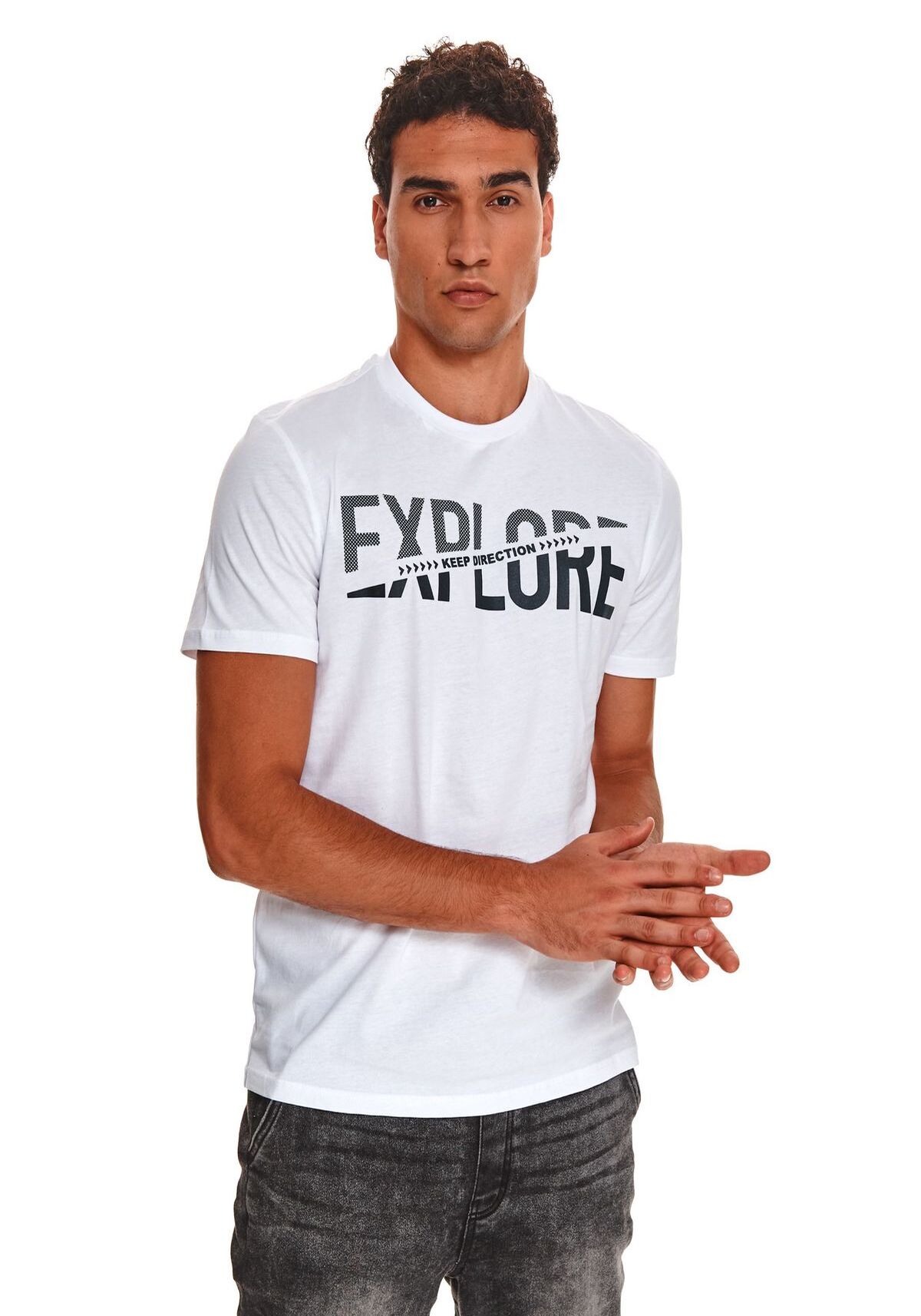 Tricou barbati, TOP SECRET, SPO5375, Alb