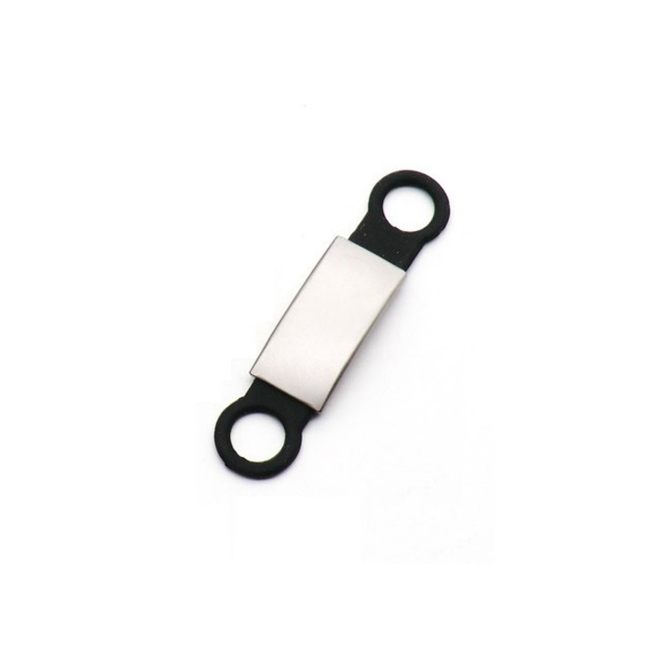 Placuta de identificare cu prindere pe zgarda, gravata cu numele si numarul de telefon, L , Negru