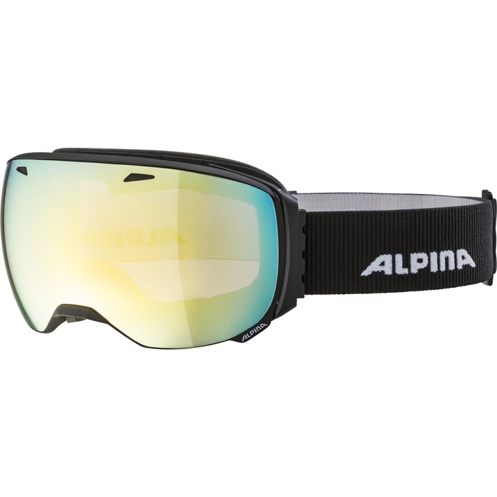 Ochelari ski Alpina Big Horn QVM, Black Matt/Mirror Gold, marime L, lentila S2-3