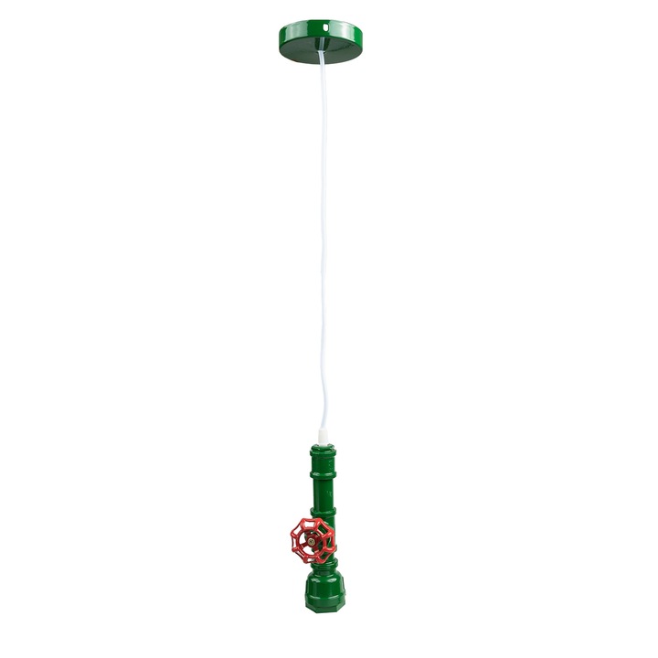 Pendul decorativ metalic stil robinet Verde, max 60W, E27