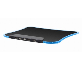 Mousepad cu 4 porturi USB 2.0, iluminare LED, 255 x 210 x 12mm, Negru Albastru, TCL-BBL3358 Mousepad cu 4 porturi USB 2.0, iluminare LED, 255 x 210 x 12mm, Negru Albastru, TCL-BBL3358