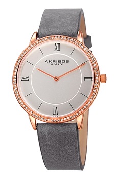 AKRIBOS XXIV, Ceas quartz cu o curea de piele intoarsa, Gri inchis AKRIBOS XXIV, Ceas quartz cu o curea de piele intoarsa, Gri inchis